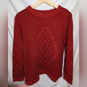 PENDLETON Vintage Red Aztec Wool Sweater Southwest Western Wear XL